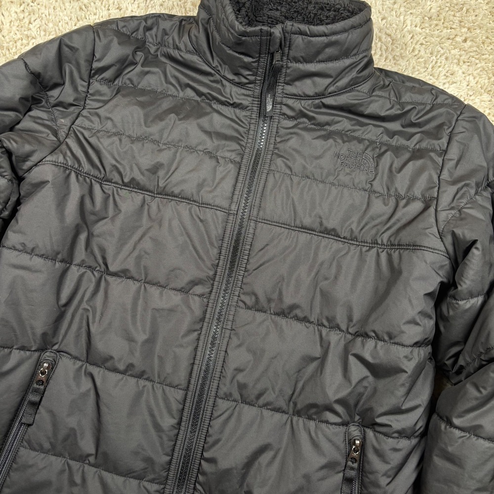 The North Face Reversible Chimborazo Jacket Boys XL 18/20 Black Fleece Lined